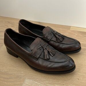 Suitsupply Brown Italian Leather Tassle Loafers Slip On Dress Shoes Size 10.5